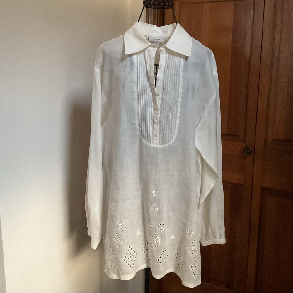 Faconnable cream linen blouse, Medium